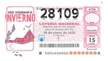 Décimo 28109 del sorteo 4-10/01/2026 Sábado