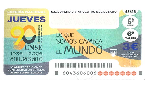 Décimo 99358 del sorteo 43-28/05/2026 Jueves