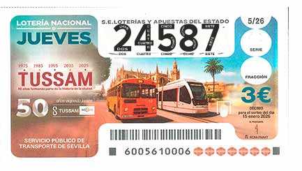 Décimo 24587 del sorteo 5-15/01/2026 Jueves