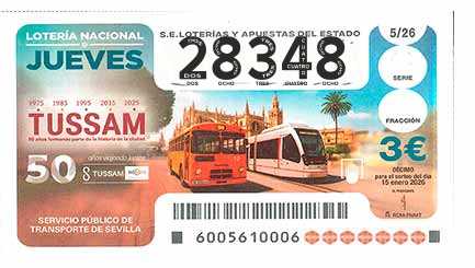 Décimo 28348 del sorteo 5-15/01/2026 Jueves