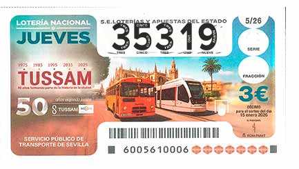 Décimo 35319 del sorteo 5-15/01/2026 Jueves