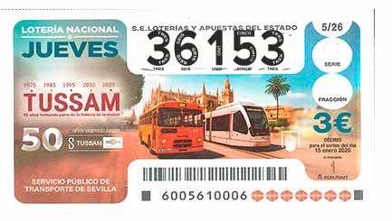 Décimo 36153 del sorteo 5-15/01/2026 Jueves