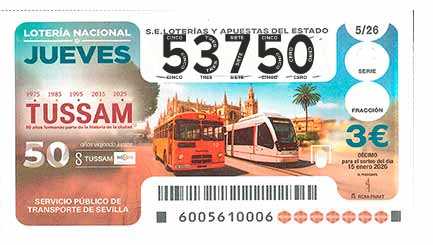 Décimo 53750 del sorteo 5-15/01/2026 Jueves