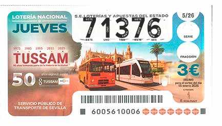 Décimo 71376 del sorteo 5-15/01/2026 Jueves