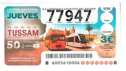 Décimo 77947 del sorteo 5-15/01/2026 Jueves