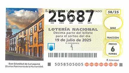 Décimo 25687 del sorteo 58-19/07/2025 Sábado