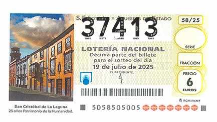 Décimo 37413 del sorteo 58-19/07/2025 Sábado