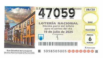 Décimo 47059 del sorteo 58-19/07/2025 Sábado