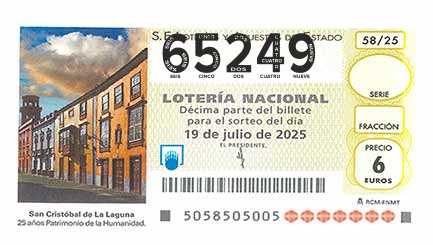 Décimo 65249 del sorteo 58-19/07/2025 Sábado