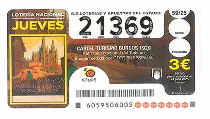 Décimo 21369 del sorteo 59-24/07/2025 Jueves