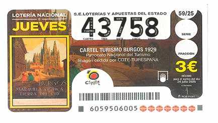 Décimo 43758 del sorteo 59-24/07/2025 Jueves