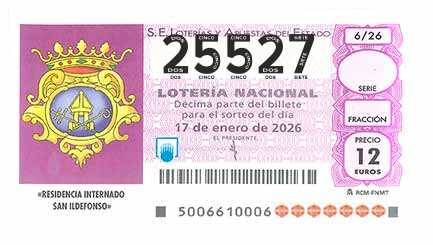 Décimo 25527 del sorteo 6-17/01/2026 Sábado