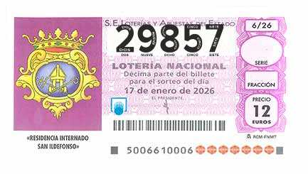 Décimo 29857 del sorteo 6-17/01/2026 Sábado