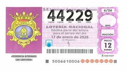 Décimo 44229 del sorteo 6-17/01/2026 Sábado