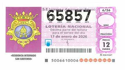 Décimo 65857 del sorteo 6-17/01/2026 Sábado