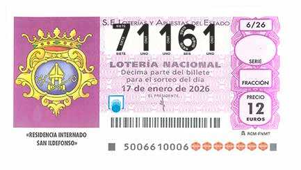 Décimo 71161 del sorteo 6-17/01/2026 Sábado