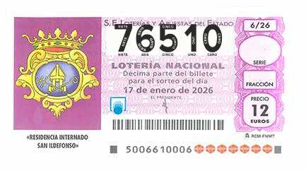 Décimo 76510 del sorteo 6-17/01/2026 Sábado