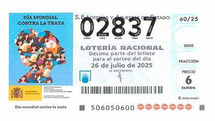 Décimo 02837 del sorteo 60-26/07/2025 Sábado