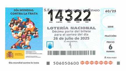 Décimo 14322 del sorteo 60-26/07/2025 Sábado
