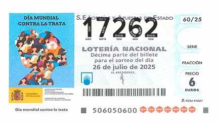 Décimo 17262 del sorteo 60-26/07/2025 Sábado