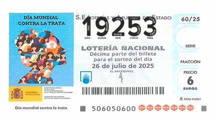 Décimo 19253 del sorteo 60-26/07/2025 Sábado