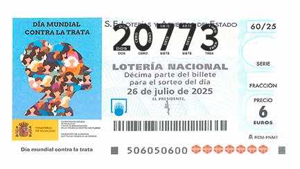 Décimo 20773 del sorteo 60-26/07/2025 Sábado