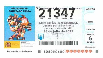 Décimo 21347 del sorteo 60-26/07/2025 Sábado