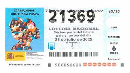 Décimo 21369 del sorteo 60-26/07/2025 Sábado