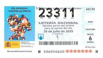 Décimo 23311 del sorteo 60-26/07/2025 Sábado