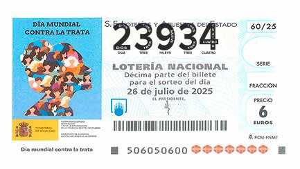 Décimo 23934 del sorteo 60-26/07/2025 Sábado