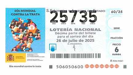 Décimo 25735 del sorteo 60-26/07/2025 Sábado