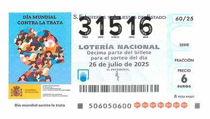 Décimo 31516 del sorteo 60-26/07/2025 Sábado