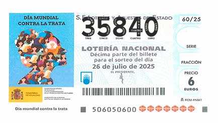 Décimo 35840 del sorteo 60-26/07/2025 Sábado