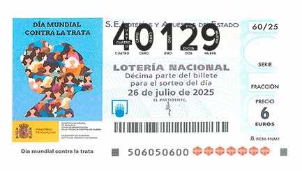 Décimo 40129 del sorteo 60-26/07/2025 Sábado