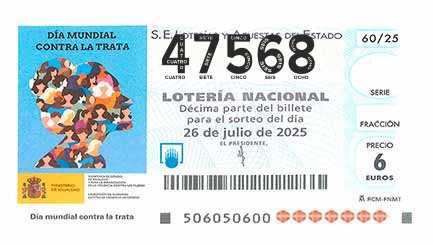 Décimo 47568 del sorteo 60-26/07/2025 Sábado