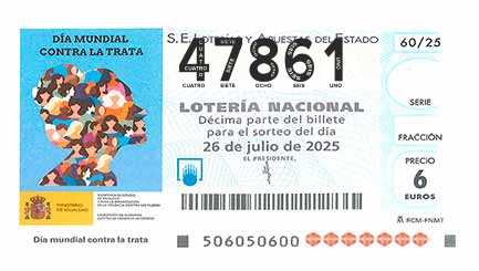 Décimo 47861 del sorteo 60-26/07/2025 Sábado