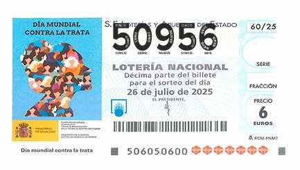 Décimo 50956 del sorteo 60-26/07/2025 Sábado