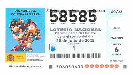 Décimo 58585 del sorteo 60-26/07/2025 Sábado