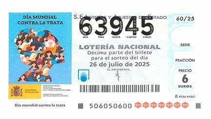 Décimo 63945 del sorteo 60-26/07/2025 Sábado