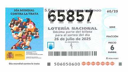 Décimo 65857 del sorteo 60-26/07/2025 Sábado