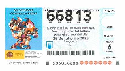 Décimo 66813 del sorteo 60-26/07/2025 Sábado