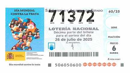 Décimo 71372 del sorteo 60-26/07/2025 Sábado