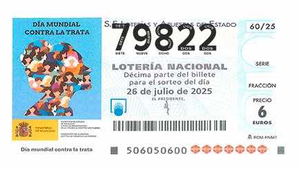 Décimo 79822 del sorteo 60-26/07/2025 Sábado