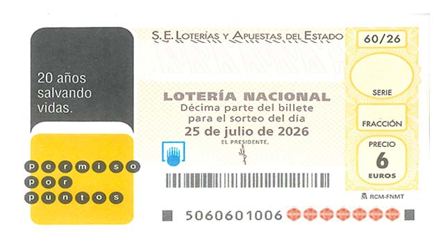 Décimo 08640 del sorteo 60-25/07/2026 Sábado