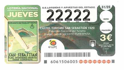 Décimo 22222 del sorteo 61-31/07/2025 Jueves