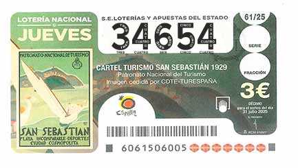 Décimo 34654 del sorteo 61-31/07/2025 Jueves