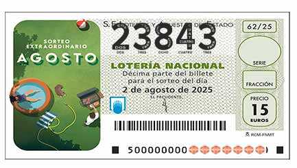 Décimo 23843 del sorteo 62-02/08/2025 Sábado