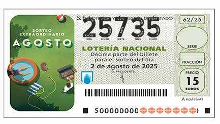 Décimo 25735 del sorteo 62-02/08/2025 Sábado