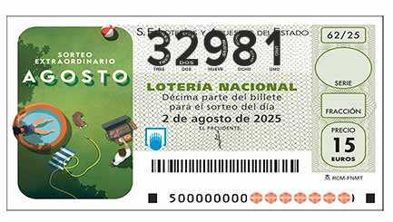 Décimo 32981 del sorteo 62-02/08/2025 Sábado