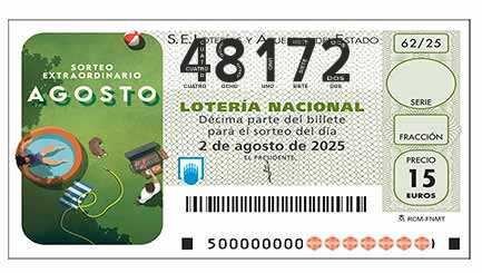 Décimo 48172 del sorteo 62-02/08/2025 Sábado